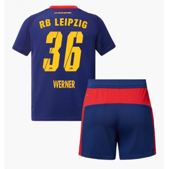 Billige Fotballdrakt RB Leipzig Timo Werner #36 Replika Bortedraktsett Barn 2025-26 Kortermet (med bukser)